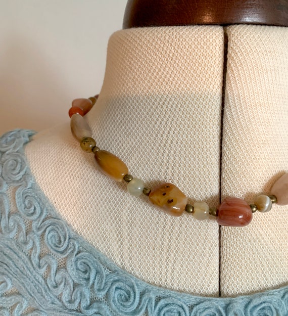 Multi Colored Agate Stone Necklace 17.5 inch Long… - image 4