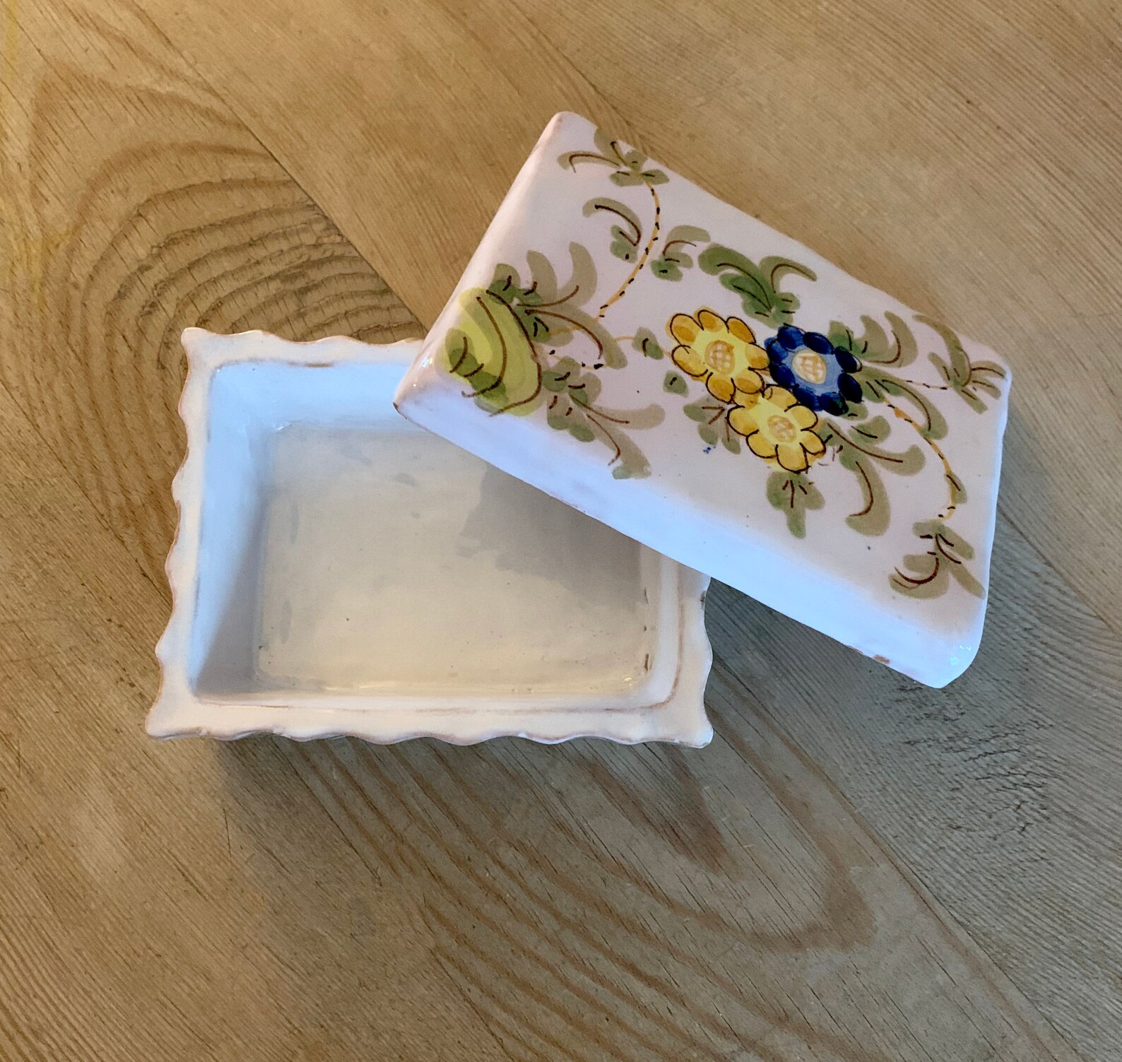 Handpainted Rustic Ceramic Trinket Box With Lid Made in Italy Etsy