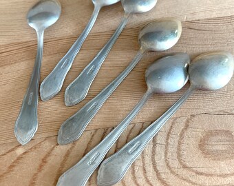 アンティークシルバーメッキコーヒースプーン6本、オリジナルボックス