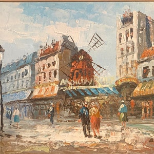 キャロライン・バーネット Caroline Burnett 油絵　風景画 Caroline Burnett Copy of Oil Painting Moulin Rouge Parisian Street