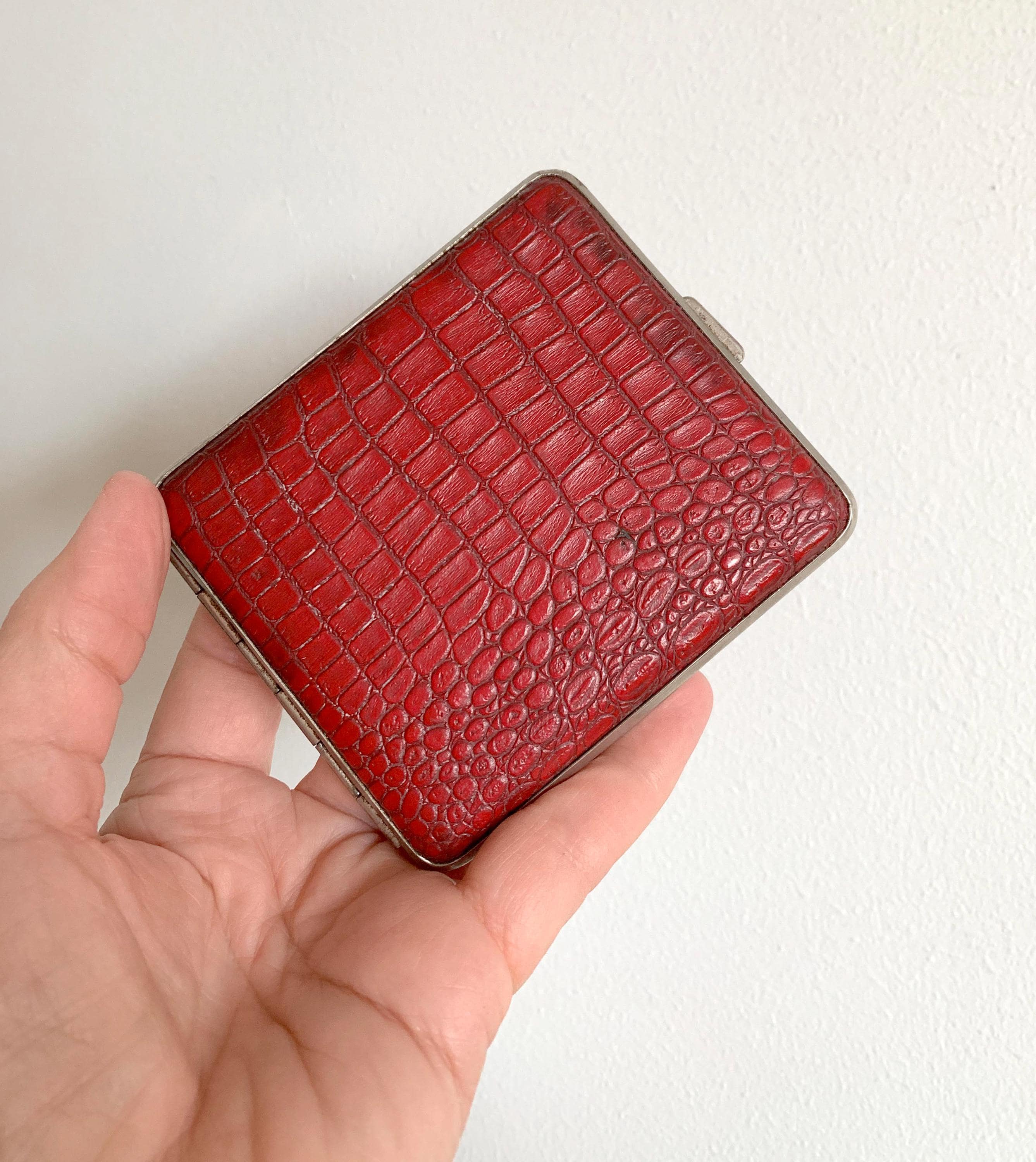 red leather cigarette case S.T. Dupont logo-engraved | Clutch Wallet offered in black and red leather GERMANUS Cigarette Case Metal with