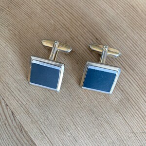 Dark Grey Vintage Cuff Links Modernist Design Square Shape Men&#39;s Accessories Men&#39;s Gifts Midcentury