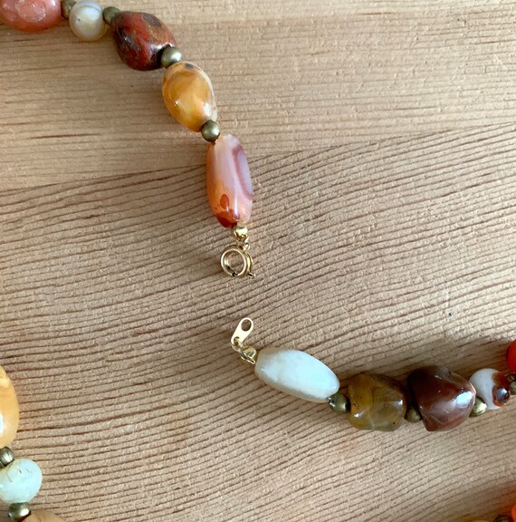 Multi Colored Agate Stone Necklace 17.5 inch Long… - image 7