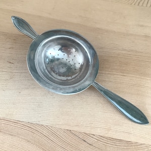 Small Silver Plated Vintage Tea Strainer With Pointed Handle Marked