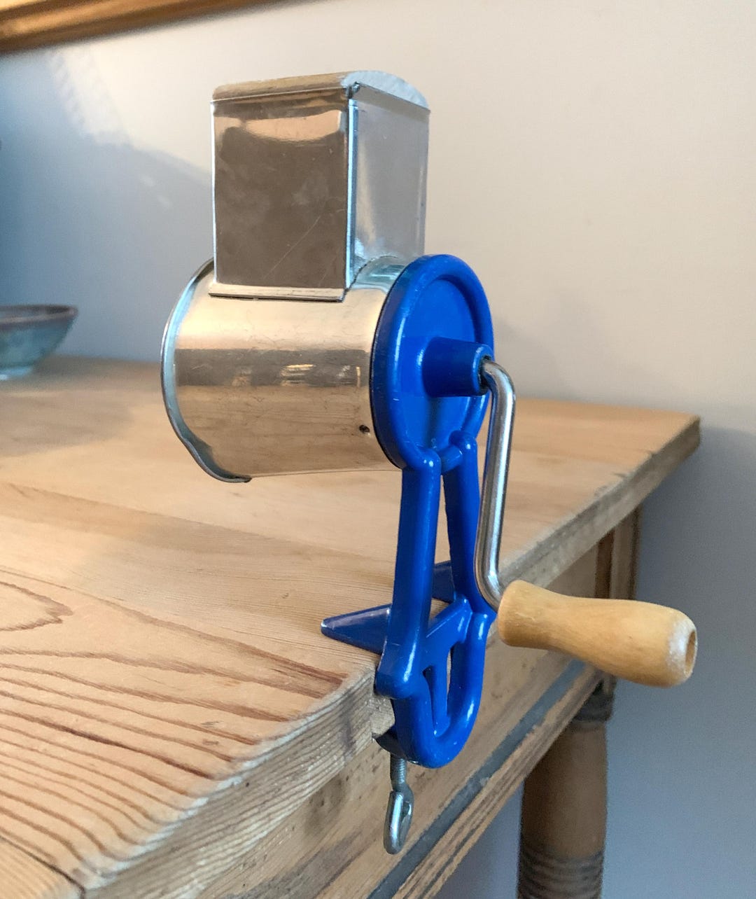 Vintage Swedish Nut Grinder Blue Cast Iron Manual Table Top Almond ...