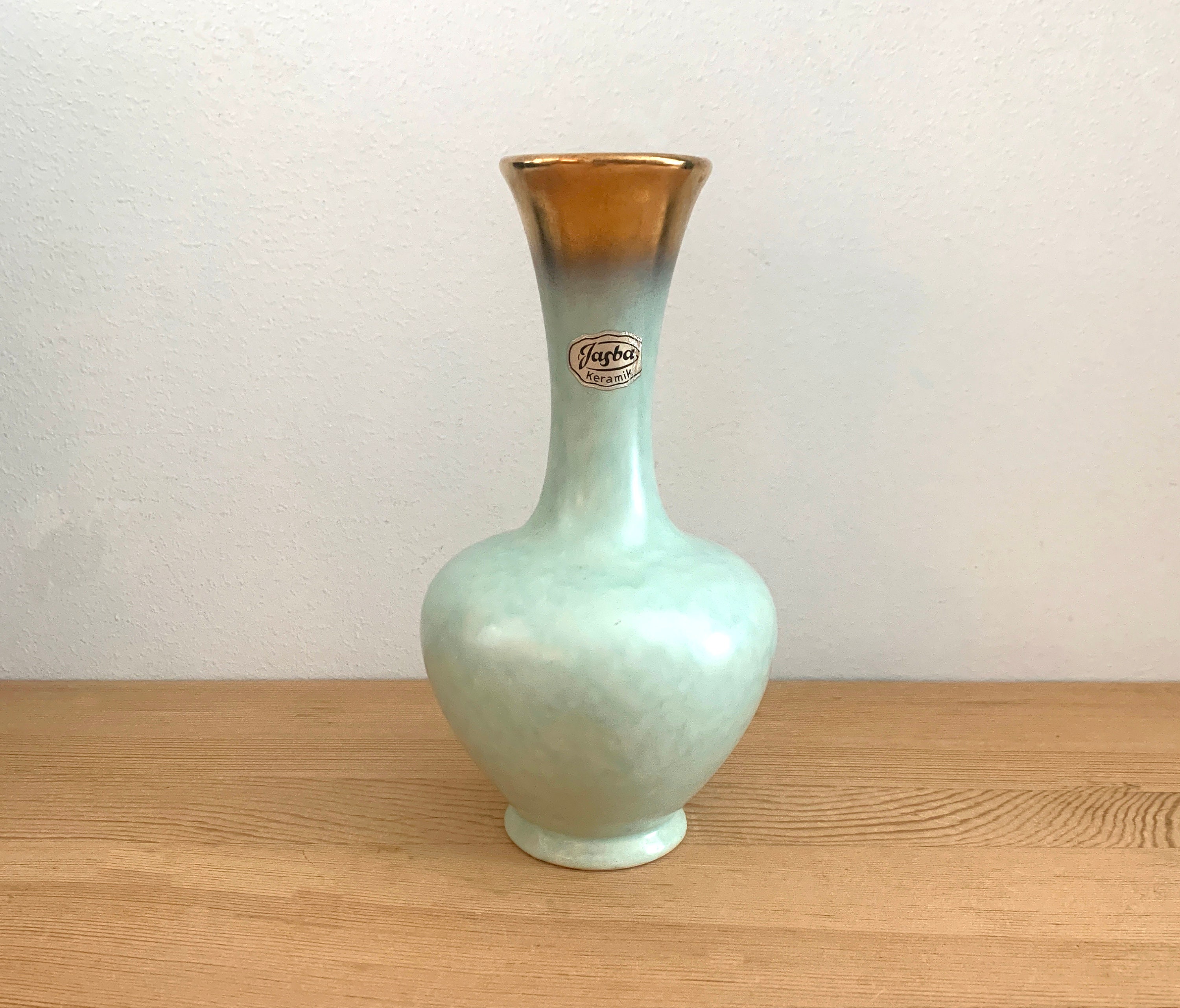 Jasba Keramik Green Vase Made in Germany Celadon Green Gold - Etsy Denmark