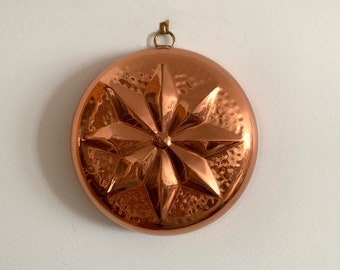 Traditional Copper Mould With Star Pattern 1980 1970 Kitchen Wall Hanging Farm House Decor Hammered Copper