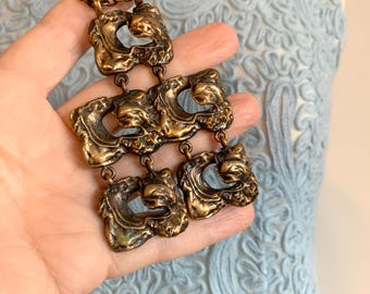 Bracelet Moderniste Vintage En Bronze - Design Brutaliste Scandinave (Finlande), Occasion Très Bon état