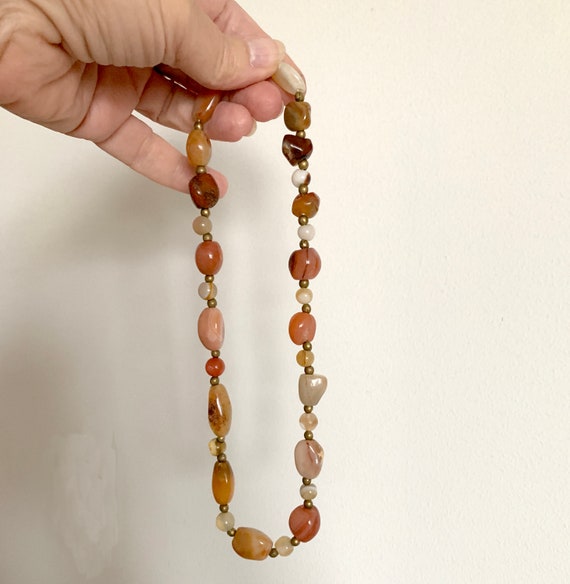 Multi Colored Agate Stone Necklace 17.5 inch Long… - image 8