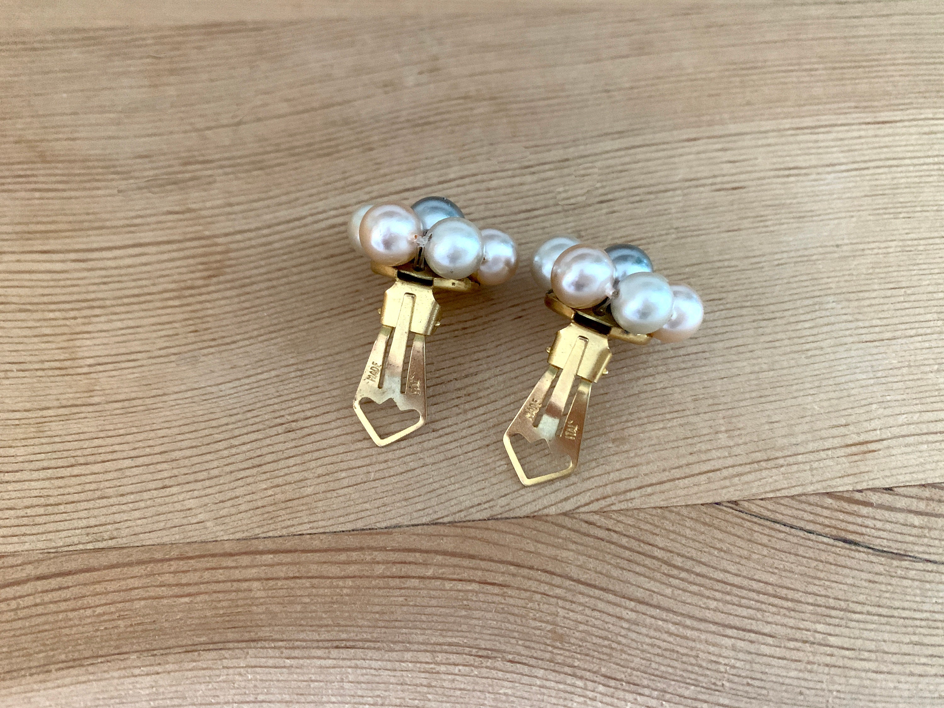 Boucles D'oreilles Clip Perles Brillantes Made In Italy - Multicolore - Jamais Portées