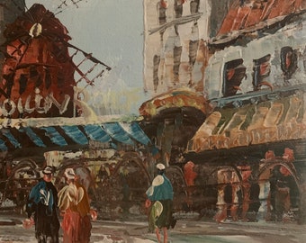 キャロライン・バーネット作「ムーラン・ルージュ」パリの街並みの油絵