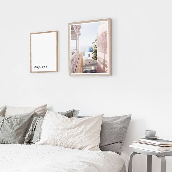 Summer Print Travel Themed Prints Printable Modern Art Greek Islands Pastel Wall Art Bedroom Wall Decor Living Room Print Art