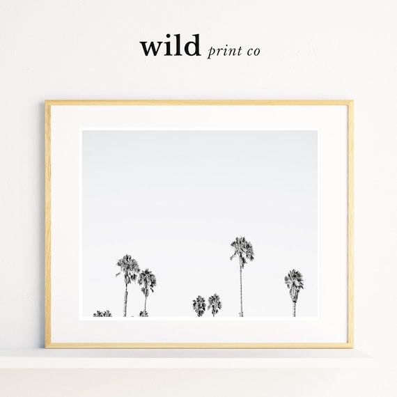 BLACK WHITE TROPICAL ART PRINT BEACH Poster A4 A3 A2 Palm Tree Silhouette