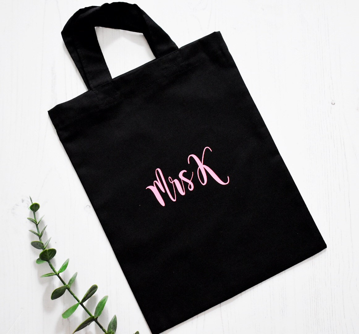 Personalised bag mini cotton bag with name tote letter bag Etsy