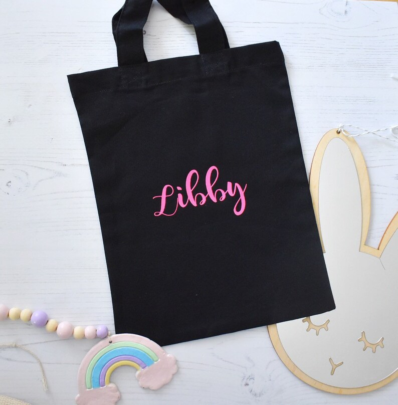 Personalised bag mini cotton bag with name tote letter bag Etsy