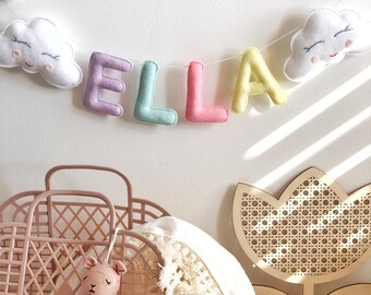 Personalized Felt Name Banner for Nursery Decor - Custom Baby Name Garland in Felt - Cute Baby Room Bunting