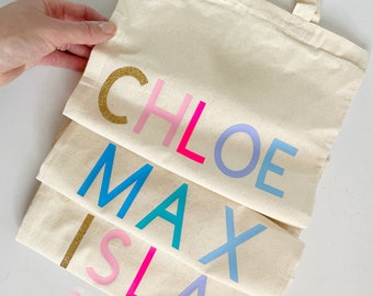 Personalised bag - name bag - party favours - bridesmaid bag - wedding bags - personalised tote bag for kids - personalised gifts