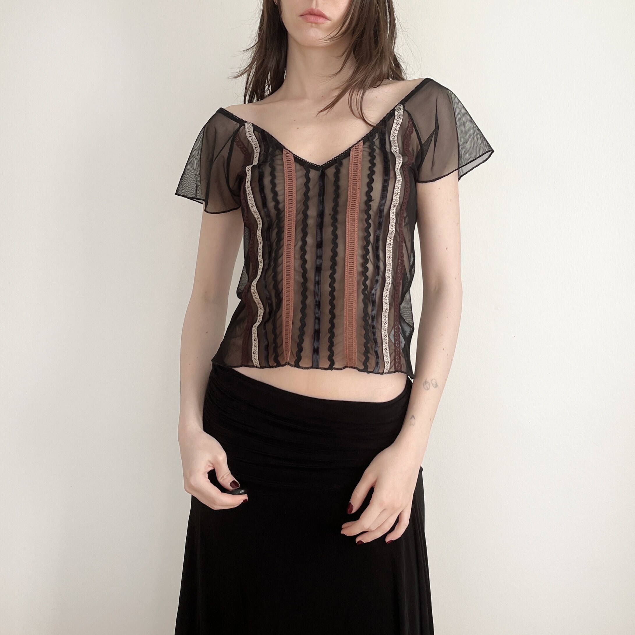 Striped Sheer Mesh Top - Etsy