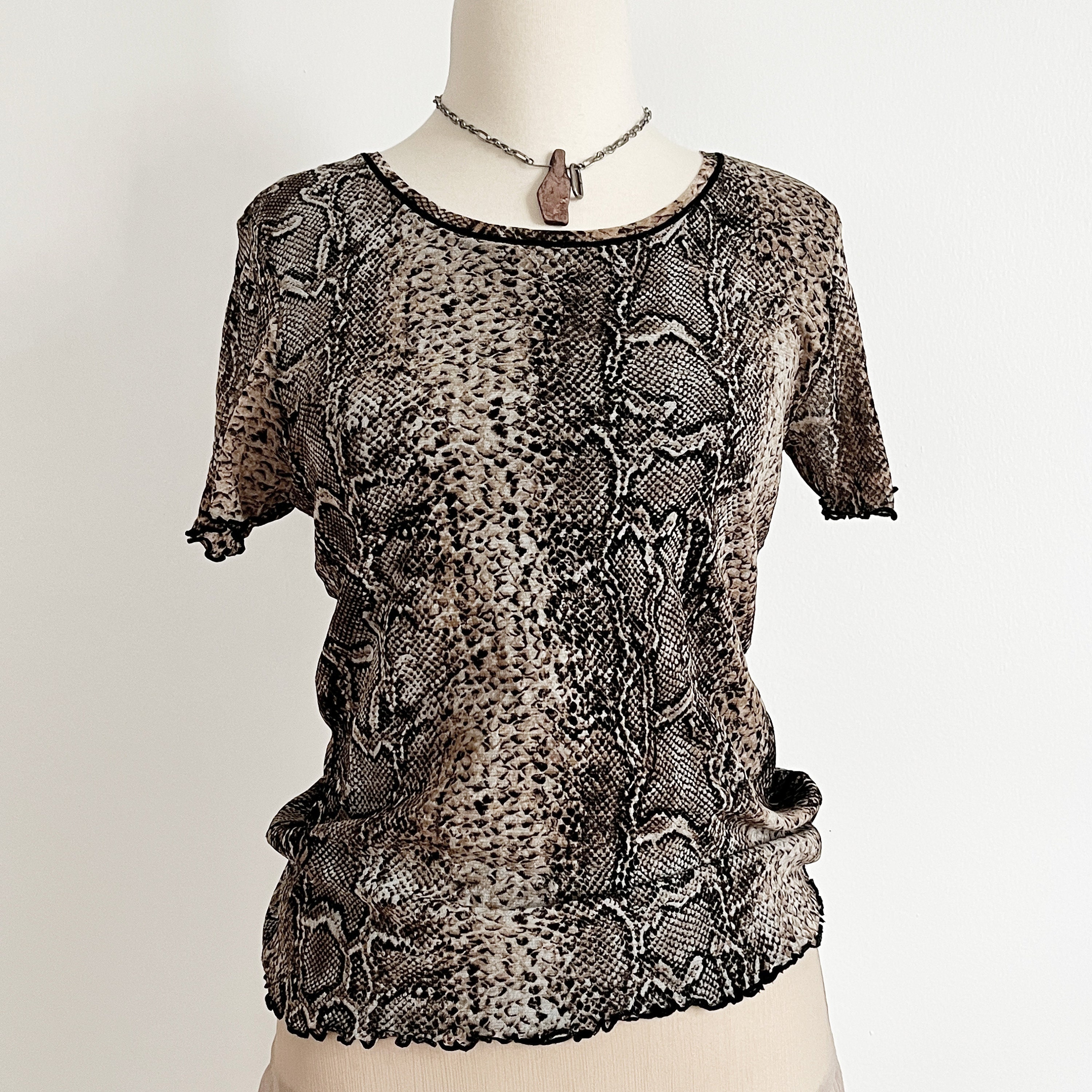 Snake Print Mesh Top - Etsy