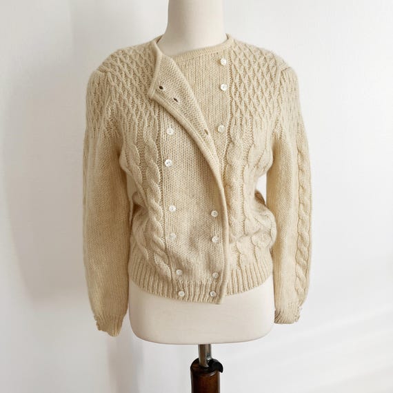 60s Vintage Shetland Wool Knit Cardigan, Size 38 - Etsy UK