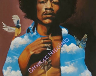 Jimi Hendrix Limited Edition Limited Edition Print Of The Original Oil Painting"Little Wing"By Generoso Napoliello Surreal Musical Signed