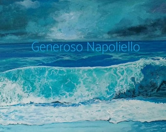Stormy Surf -   Limited Edition PRINT Of Original Painting By Generoso Napoliello Seascape Stormy Sky Clouds Sea Waves Ocean