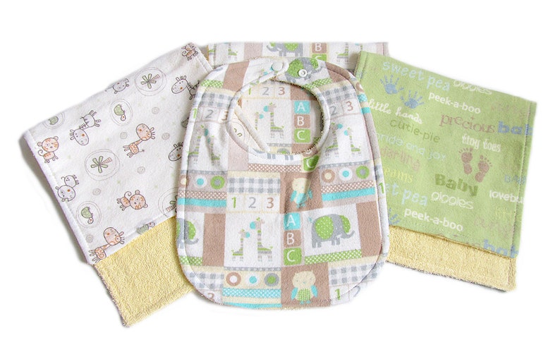 Safari Baby Gift Bibs and Burp Cloths Set Newborn Boy Gift