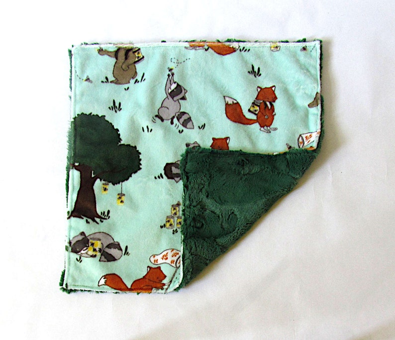 Download Woodland Animals Security Blankets Soft Handmade Baby Shower Gift For Boy Green Orange Grey Brown Scene Car Seat Baby Lovey Minky Blanket Home Living Blankets Throws Kromasol Com