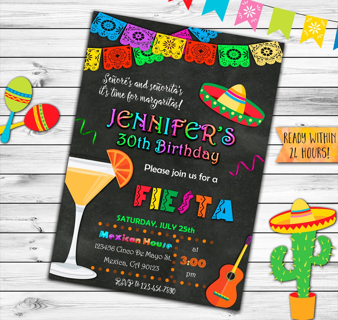 Fiesta Birthday Invitation 30th Birthday Fiesta Invitation | Etsy