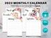 Boho Flowers Editable Monthly Calendar 2022 Printable, Floral Monthly Desk Planner 2022, Sunday start, A4, US Letter, Vertical, Wall, Canva 