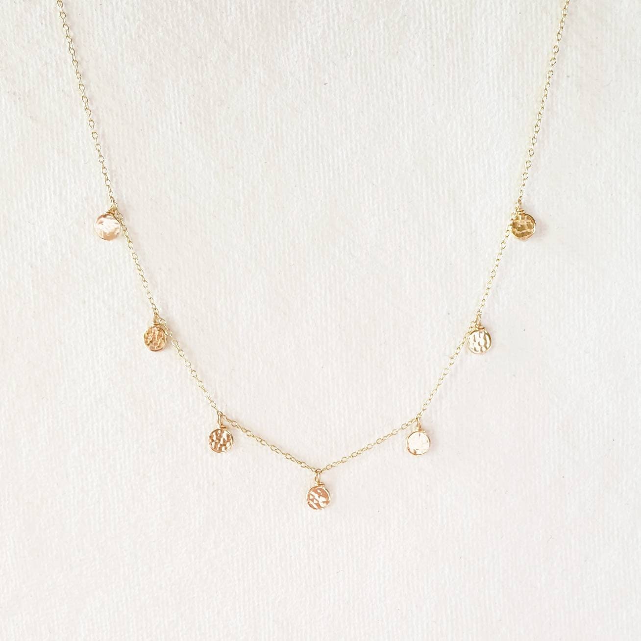 7-Disc Gold Dangle Necklace