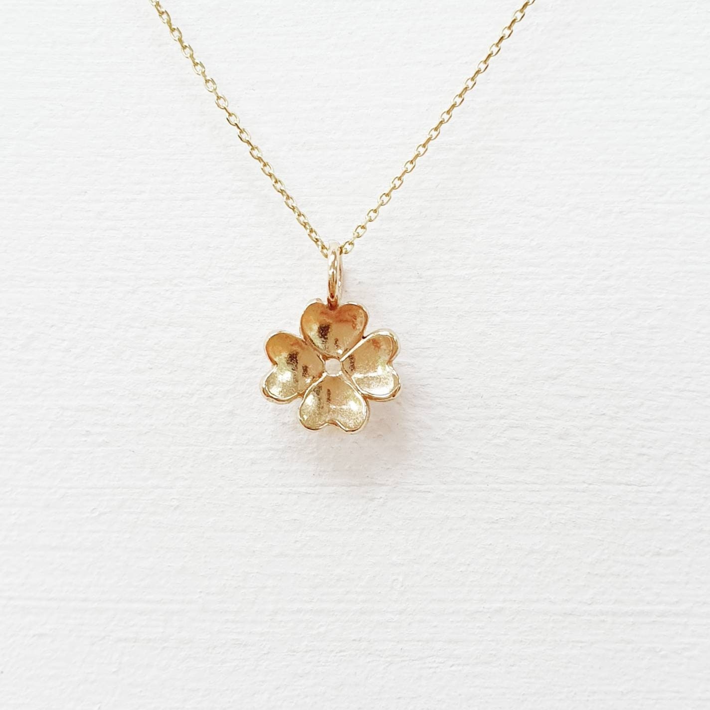 Gold Four-Leaf Clover Necklace - Solid 9Ct Gold Ecofriendly