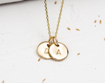 Teeny Tiny 9ct Gold Initial Necklace - 2 discs