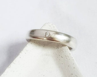 Dune Sterling Silver and Diamond Ring - ecofriendly silver - natural sustainably sourced diamond