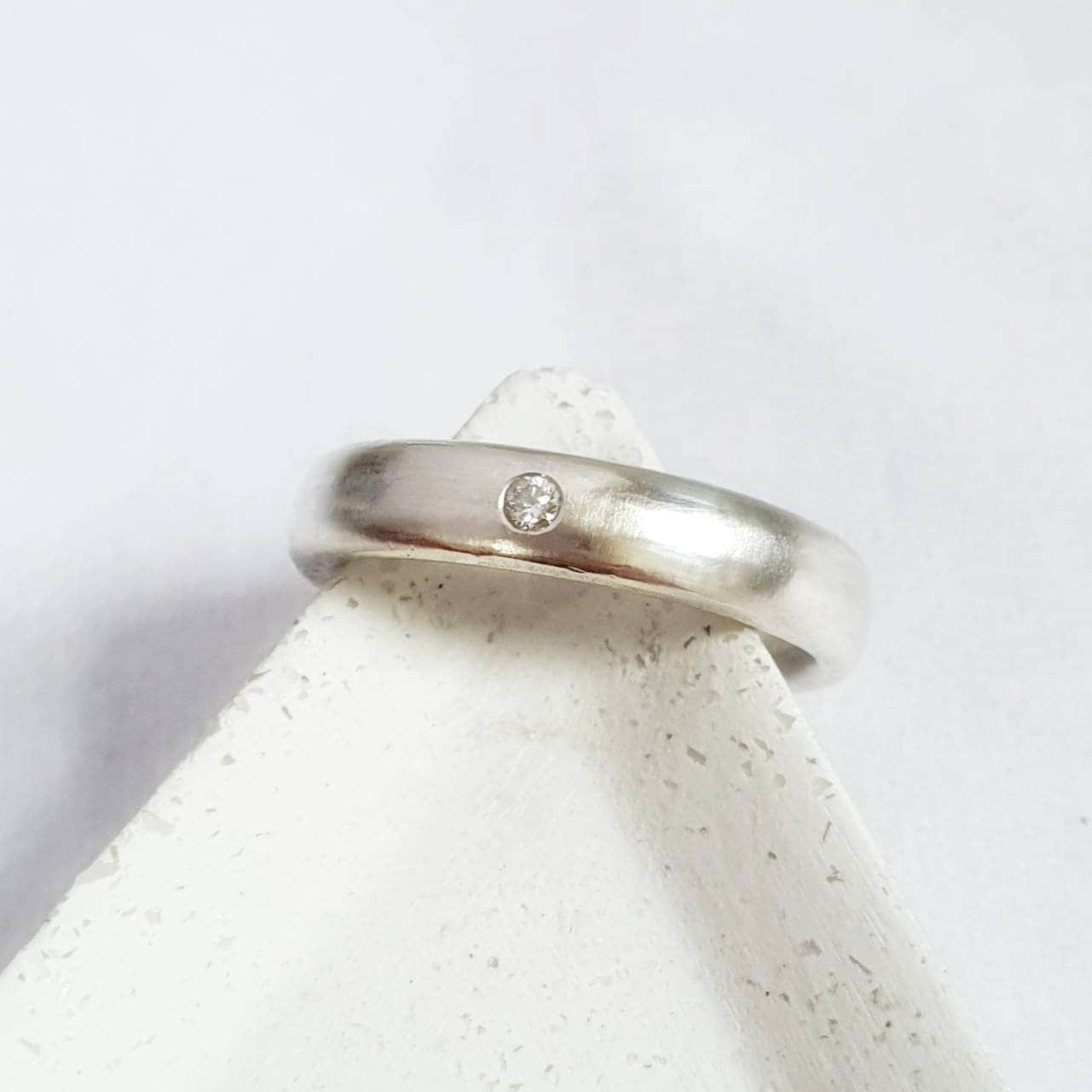 Dune Sterling Silver & Diamond Ring - Ecofriendly Silver Natural Sustainably Sourced Diamond