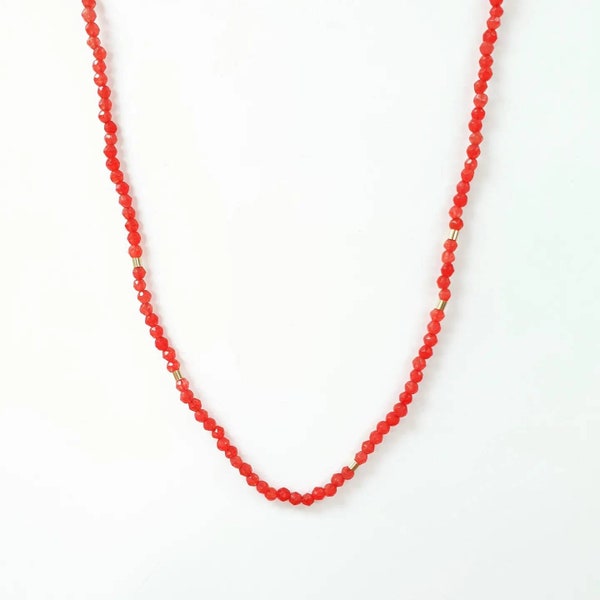 Red Bead Necklace Etsy
