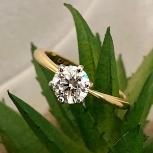 1 Carat E/VS2 Round Brilliant Cut Lab Grown Diamond Solitaire Engagement Ring 6 Prong Solitaire Ring 14k Yellow Gold Round Cut LabGrown Ring