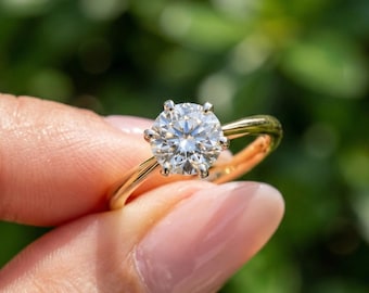 1 Carat Lab Grown Diamond Solitaire Ring, 14K Yellow Gold, 6 Prong Solitaire Engagement Ring