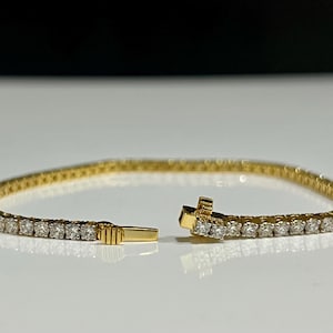 Lab Grown Diamond Tennis Bracelet: 3.50 Carat 14K Gold Handmade