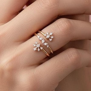 Lab Grown Diamond Double Spiral Ring | 14K Yellow Gold Swirl Wrap Coil Ring
