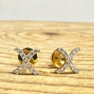 Lab-Grown Diamond X Alphabet Stud Earrings, Eco-Friendly 18K Gold Earrings, Push Back Studs, Perfect for Every Occasion, New stylish Earring