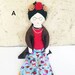 Frida doll, Frida Kahlo rag doll, Mexican folk Art doll 