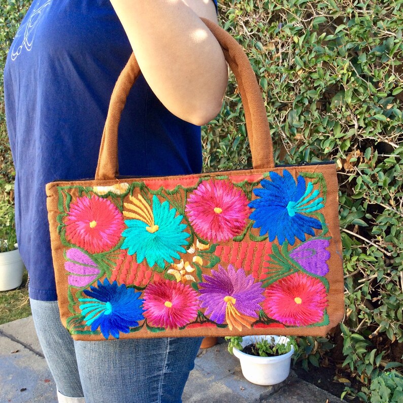 Embroidered Handbag Mexican Embroidery Bag Mexican Tote Etsy