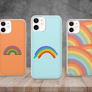 Rainbow phone case with carton aesthetic feel for iPhone 13, Xs, Xr, 11 Pro, 14, 12, Samsung S10, S20, A33, S22, Huawei P30, Pixel 6 Pro,6A
