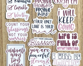 Inspirational Quote Stickers: Motivational Self-Love Sticker Set