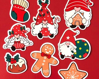 Pegatinas de gnomos navideños, pegatinas para planificadores, pegatinas para planificadores, gnomos navideños, gnomos de invierno, paquete de pegatinas, gnomos de temporada, etiquetas para diarios