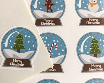 Hoja de pegatinas navideñas de bolas de nieve: pegatinas festivas de Navidad