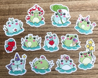 Frog Sticker Pack, Kawaii Stickers, Frog Gift, Laptop Stickers, Planner Stickers, Die Cut Sticker Pack, Stationary, Scrapbook, Notebook