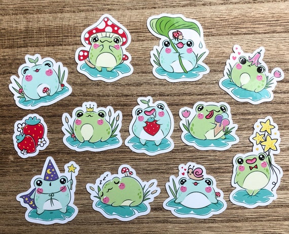 Frog Sticker Pack, Kawaii Stickers, Frog Gift, Laptop Stickers, Planner Stickers, Die Cut Sticker Pack, Stationary, Scrapbook, Notebook