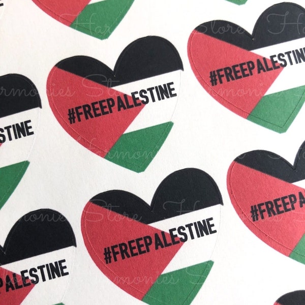 Free Palestine Heart Matte Stickers, Sticker Sheet, Order Stickers, Small Business Stickers, Palestine Solidarity